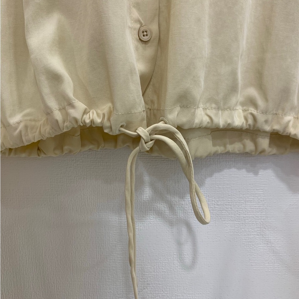 Toteme Light Yellow Drawstring-Hem Button Down Shirt - Picture 3 of 9